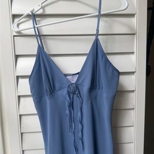 Vintage C&A Blue Polyester Chiffon Chemise Slip Nightdress